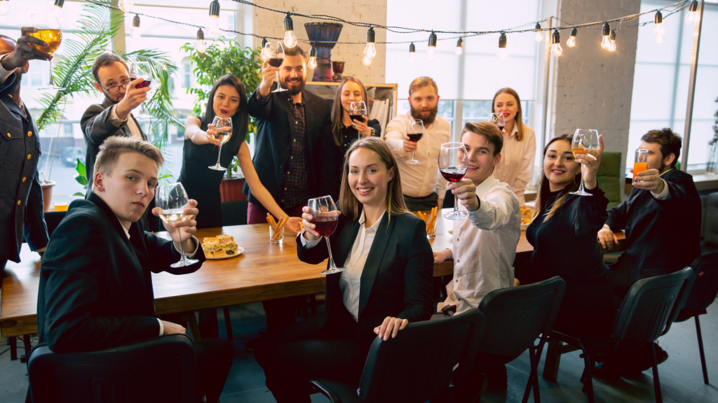 Office People celebrating Christmas and Corporate event with cocktails and drinks served by Bespoke Bar.